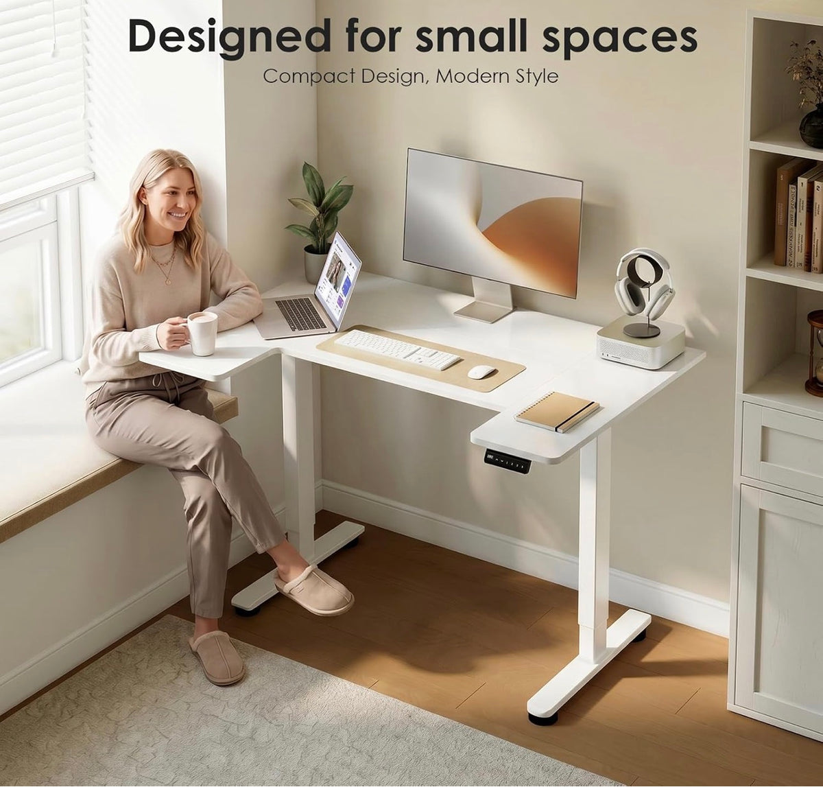 Height Adjustable Desk, U Shaped Standing Desk with 3 Memory Presets
120×70cm Electric Sit Stand Desk, Ergonomic Wrap Around Computer Table, Ultra Quiet Motor for Home Office Living Room,