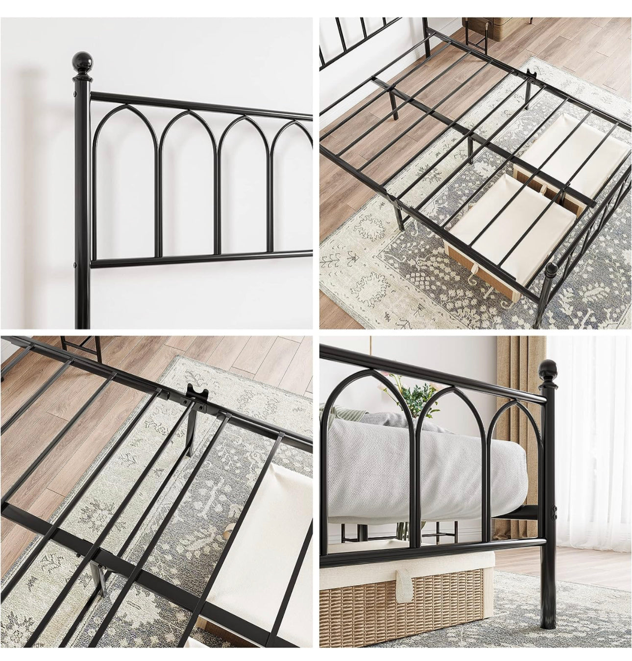 Double Metal Bed Frame Modern Style with Headboard