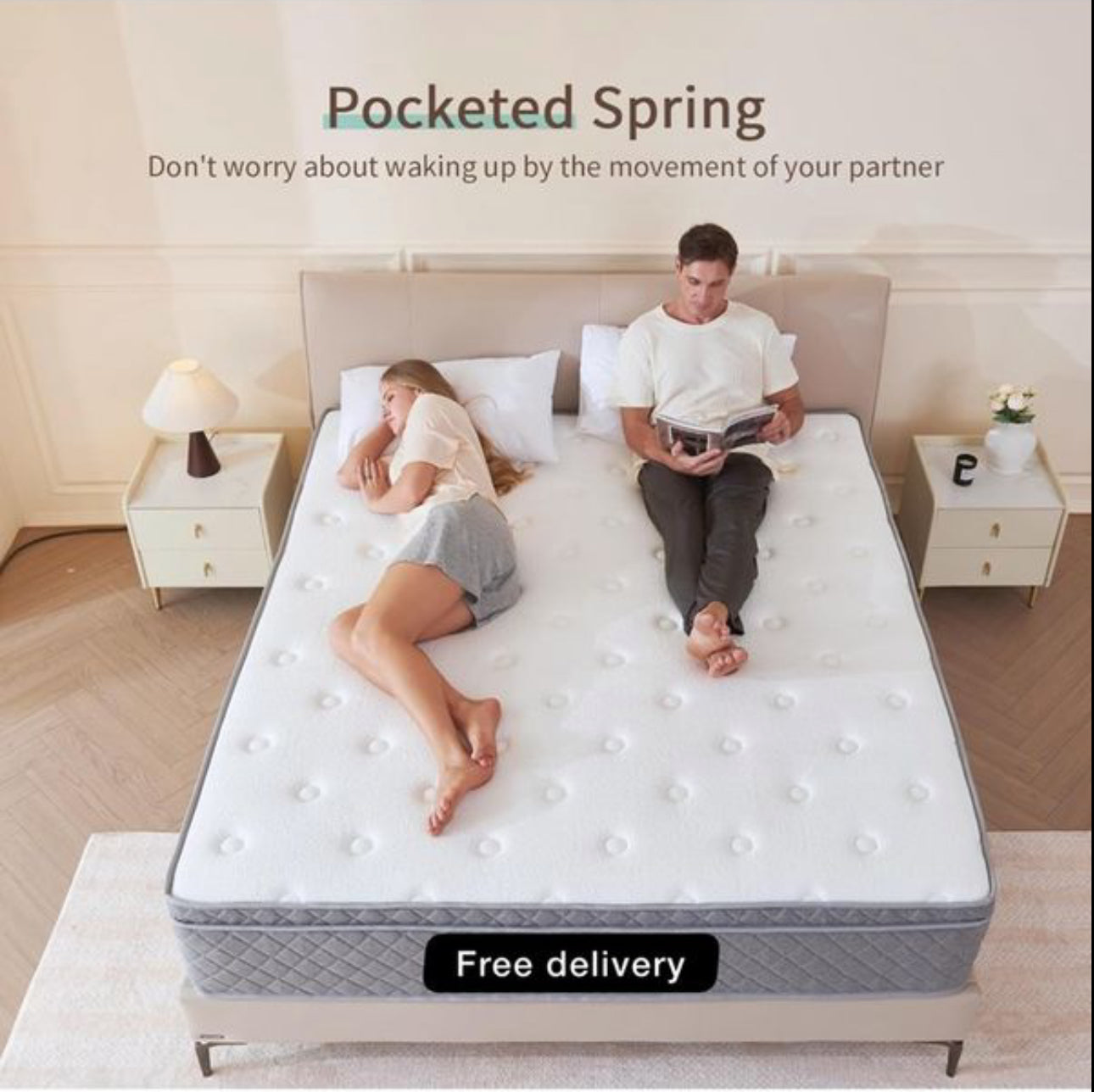 Double Mattress,8.6 Inch Double Bed Mattress with Breathable Foam Soft Fabric and Individually Pocket Spring