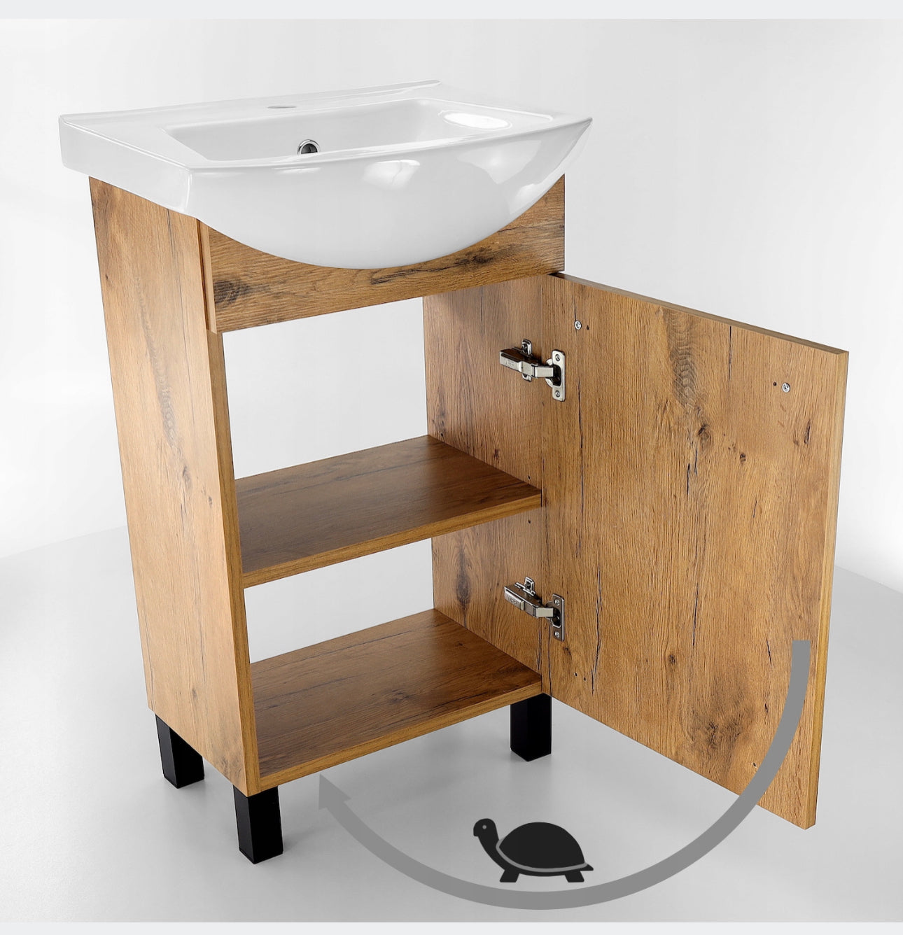 A solid bathroom cabinet with a 50cm washbasin