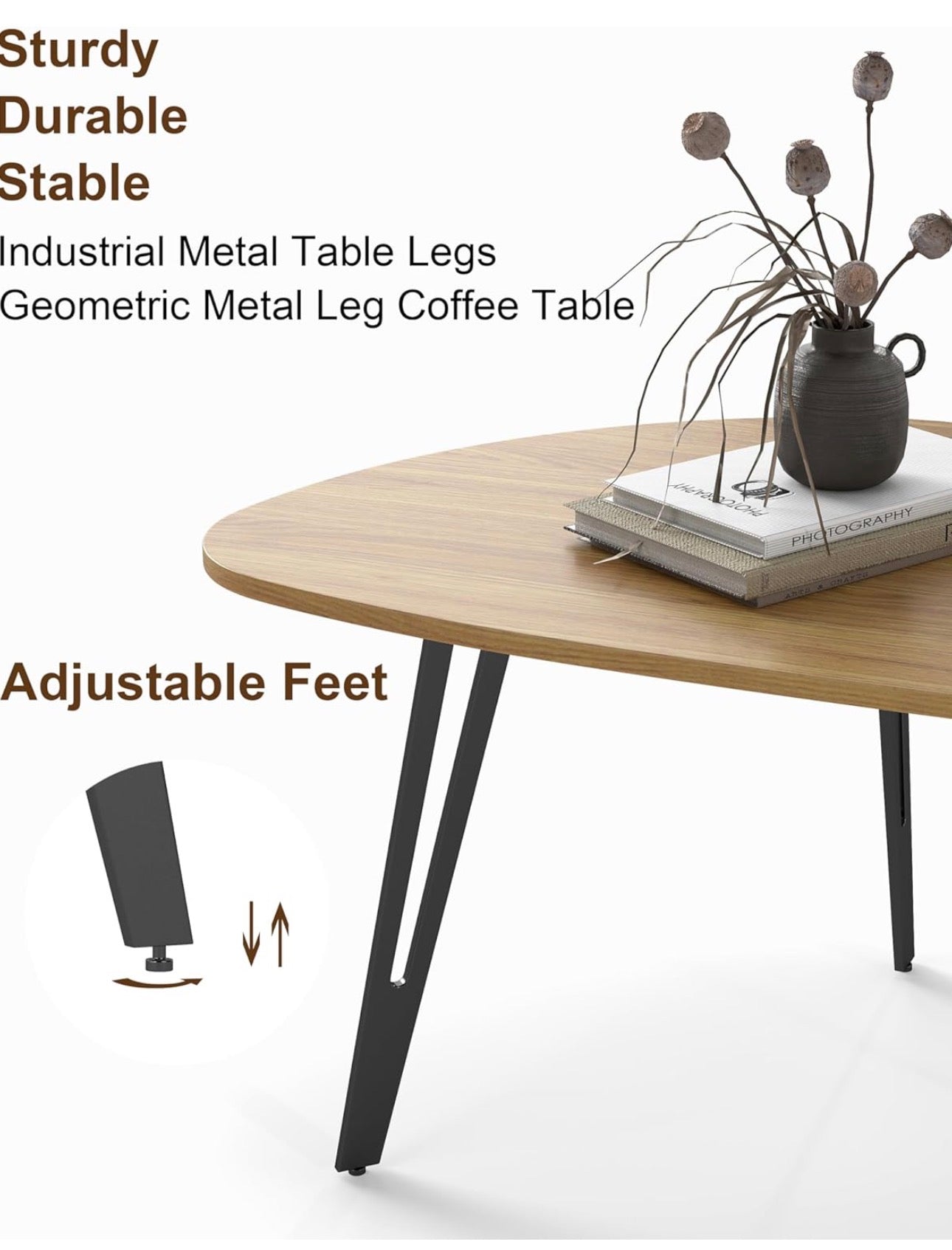 Modern Oval Coffee Table Oak Simple Center Table  Scandinavian