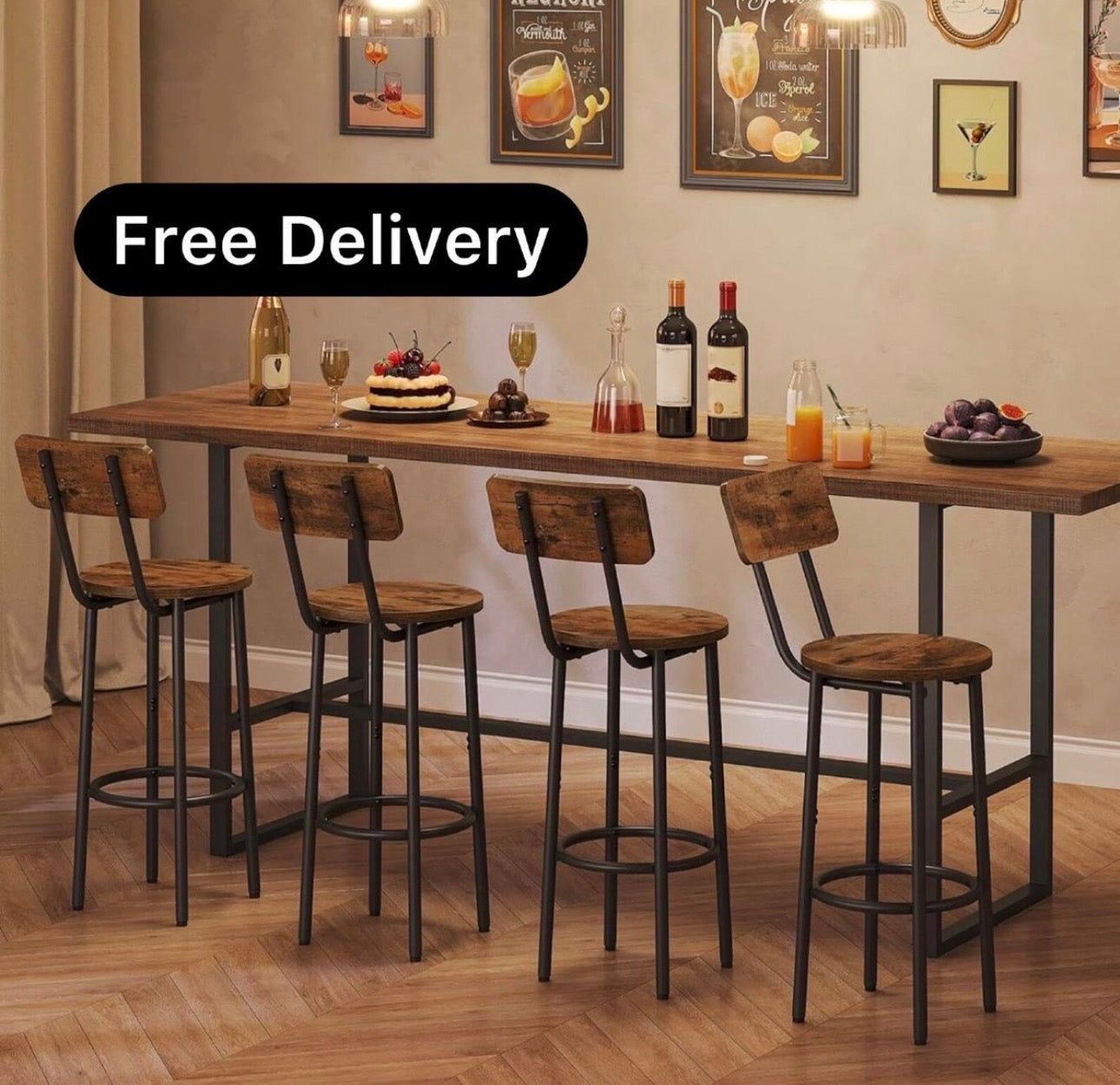 Bar Stools Set of 4 , Breakfast Bar Stools