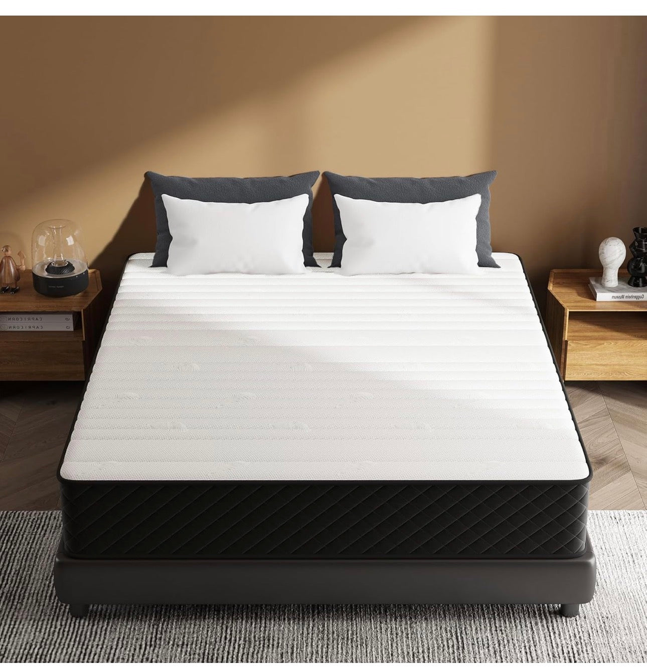 Extra Firm Small Double Mattresses 10 Inch, 7-Zone Hybrid Mattress with Memory Foam and Individually Pocket Spring, Features Motion Isolation & Back Pain Relief, Firm Mattress 120x190x25cm