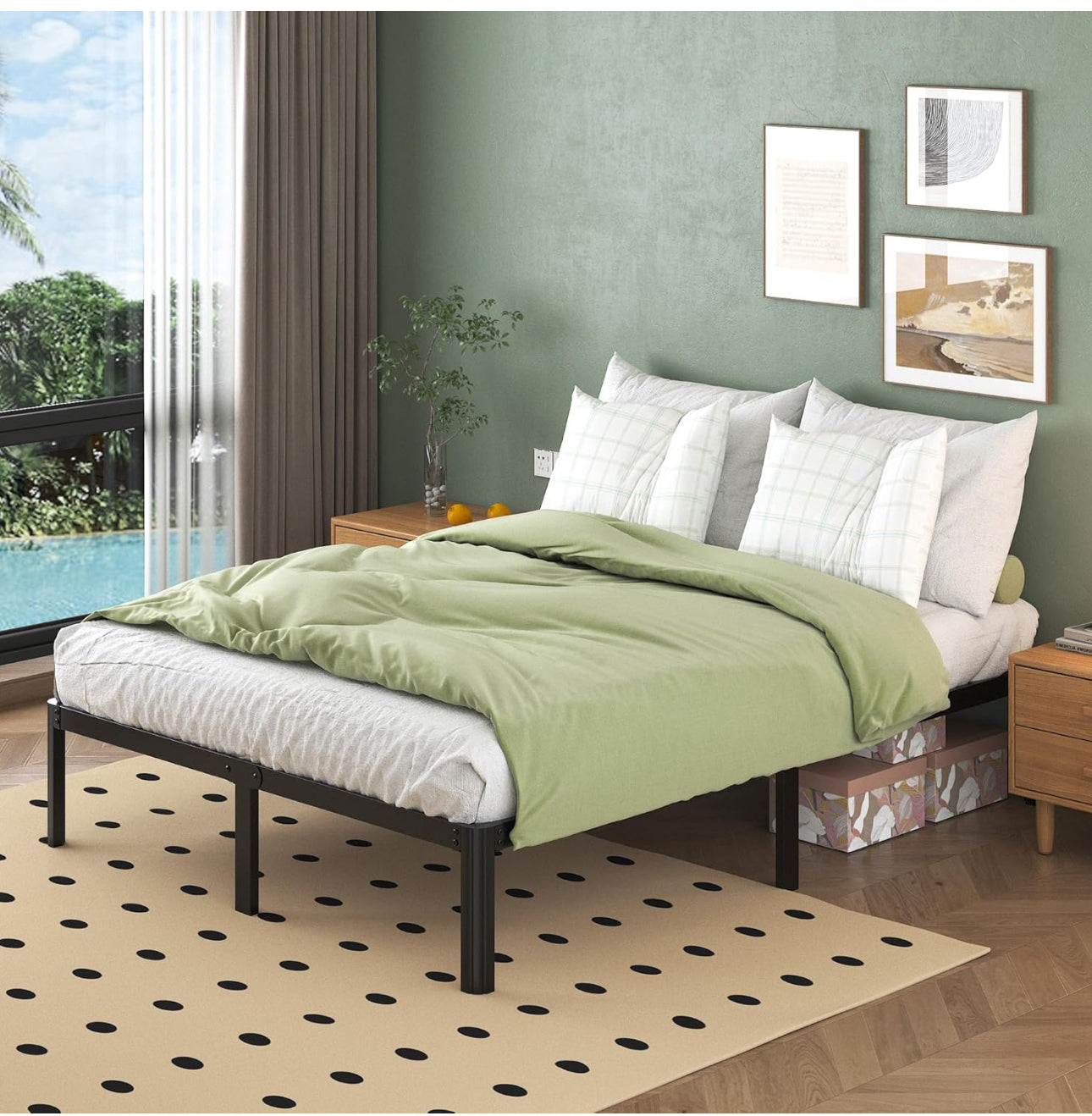 Small Double Bed Frame 4ft with Rounded Corner Legs