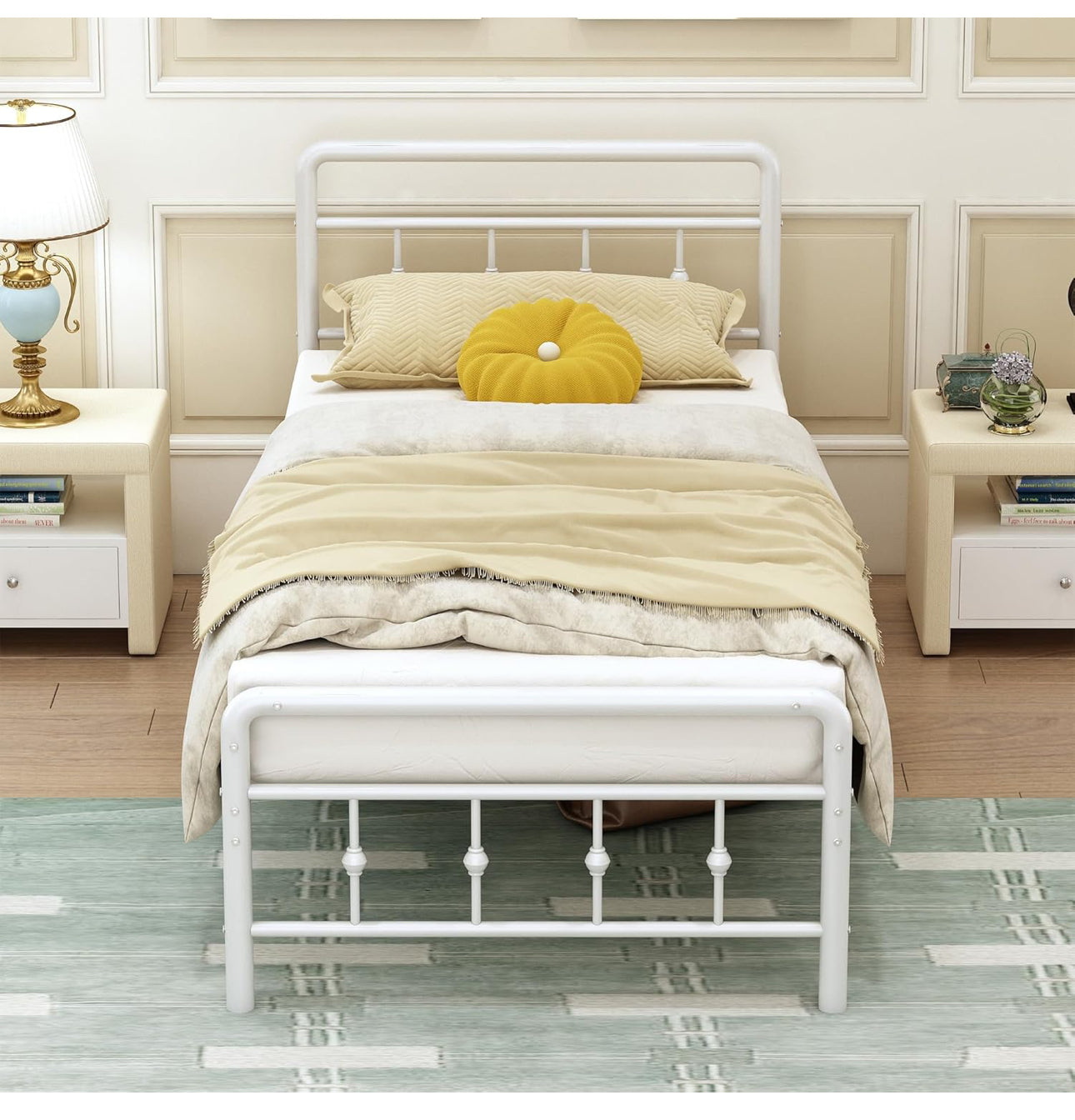 Single Bed Frame 3ft with Headboard and Footboard, Single Metal