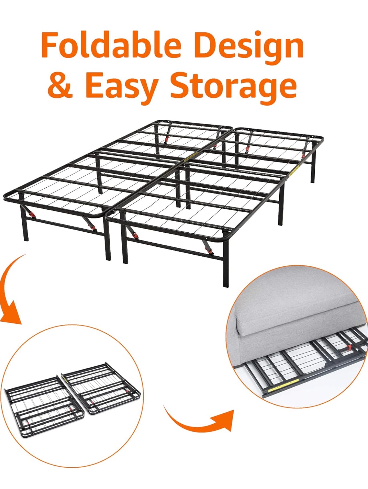 Foldable Platform Double Bed Frame