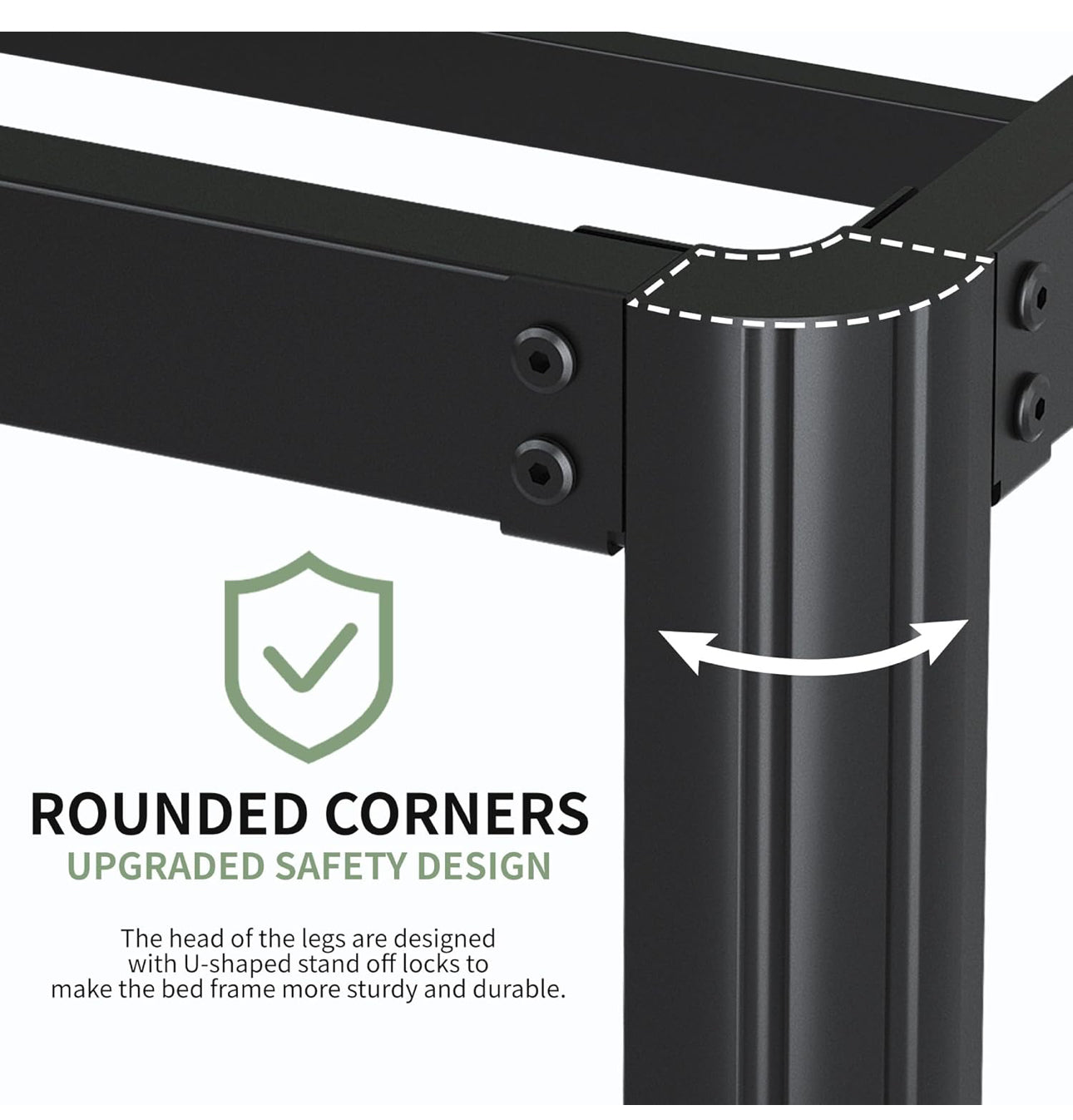 High Double Bed Frame 4ft6 with Rounded Corner Legs