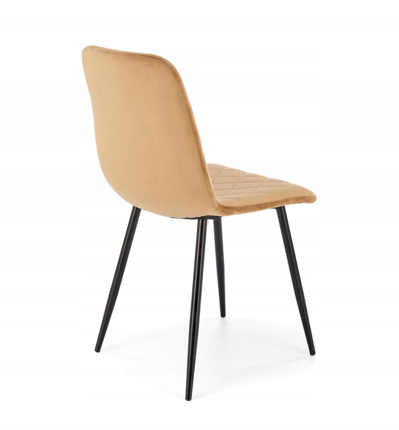 4 Upholstered Chair Velour Metal Beige Black