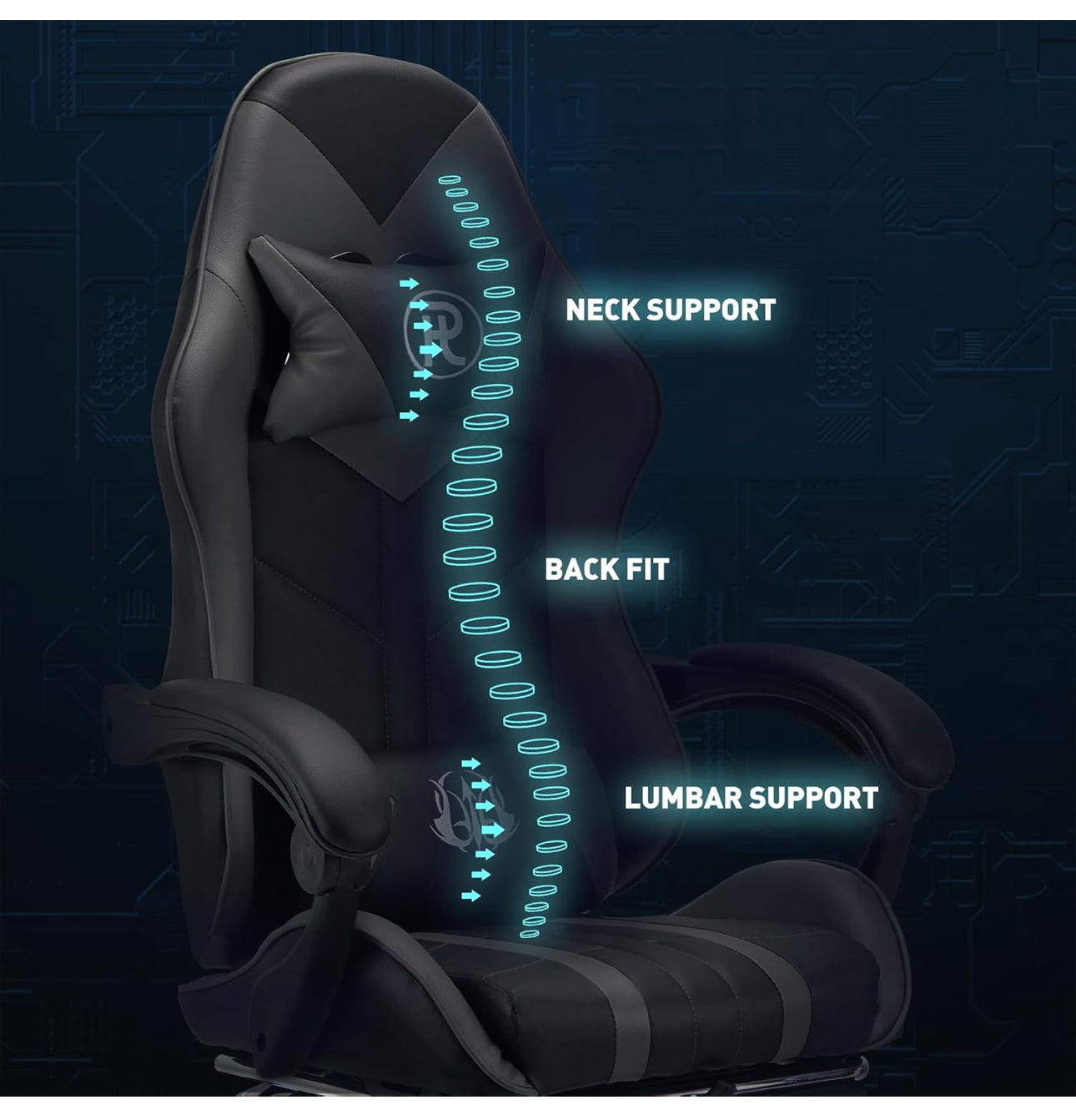 Office chairs reclining seat with footrest adjustable headrest and lumbar cushion high back support padded armrests