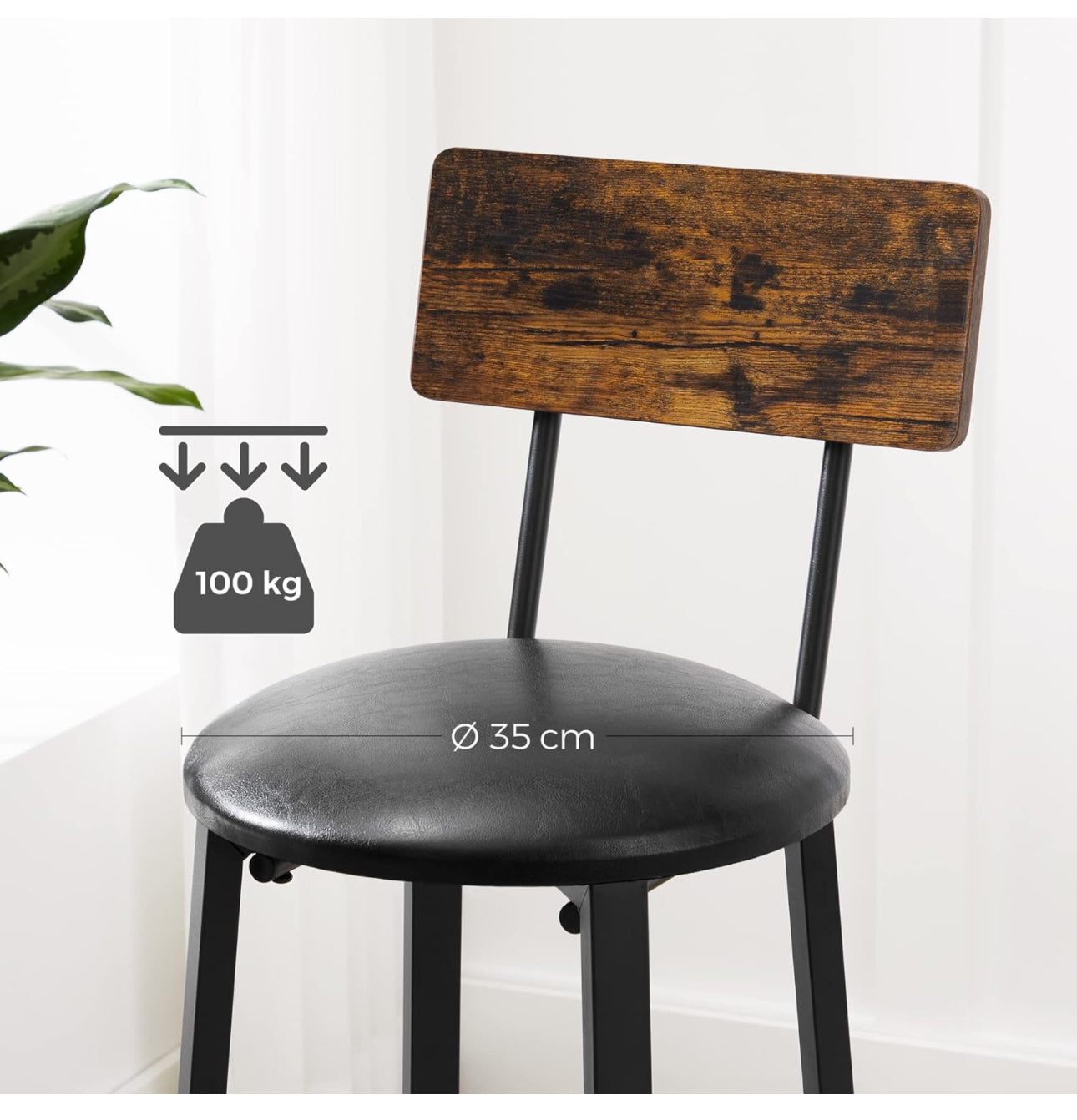 Bar Stools, Set of 2 PU Upholstered Breakfast Stools