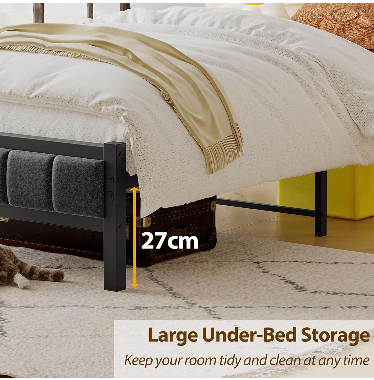 3ft Single Bed Frames with Storage Headboard