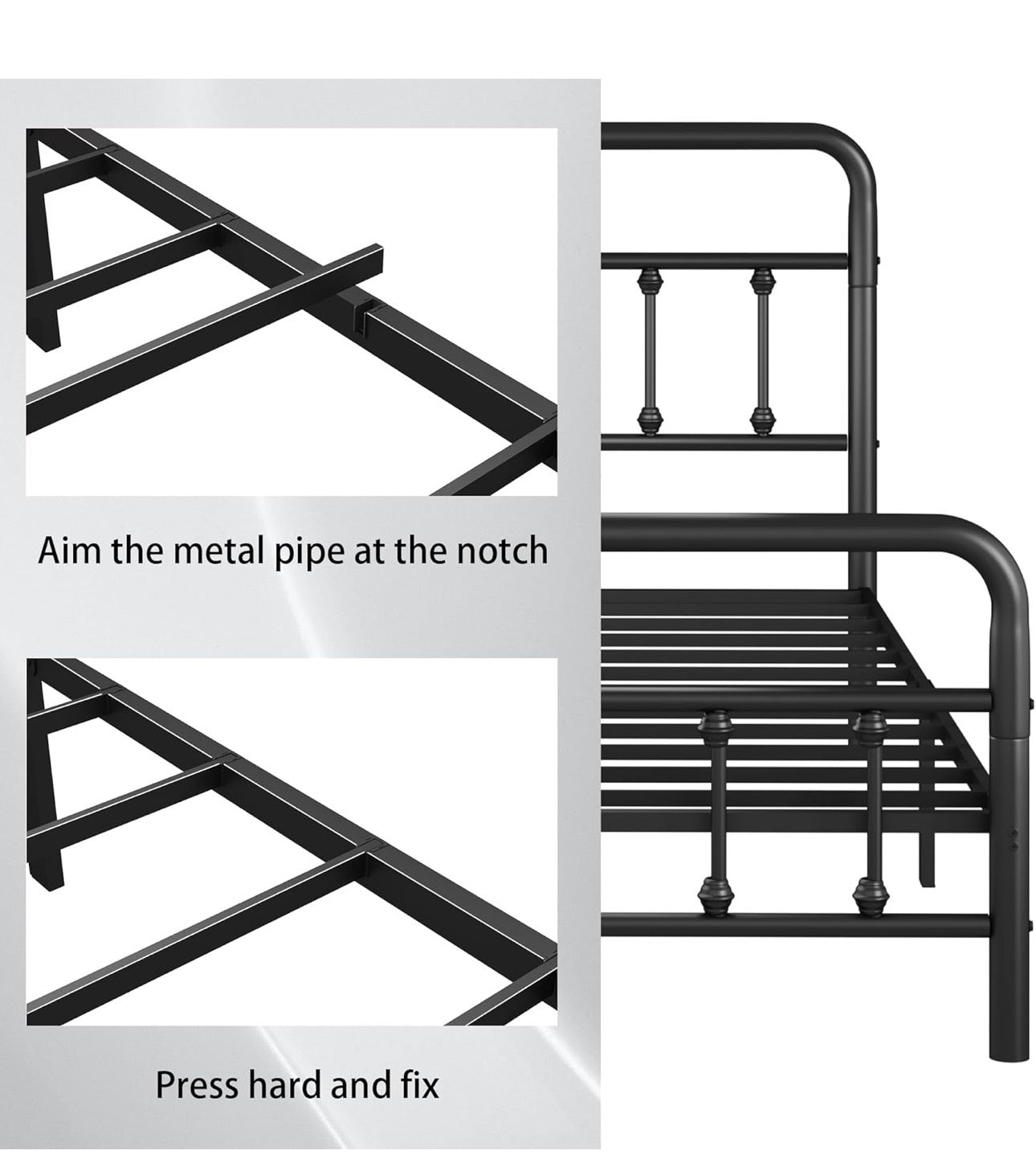5ft Metal Bed Frame with Victorian Vintage Style