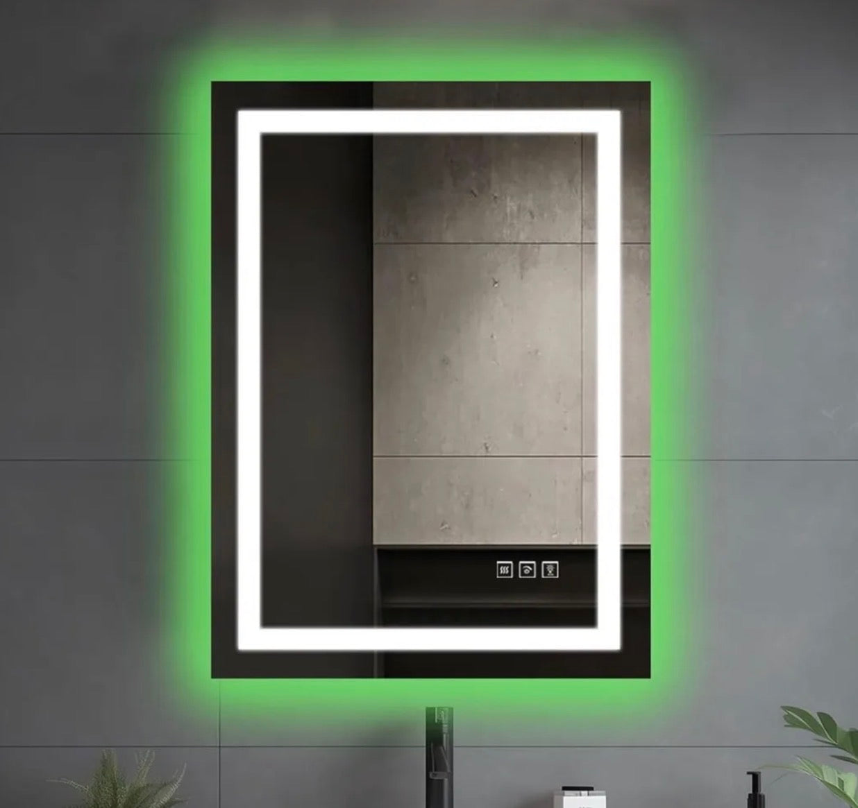 Illuminated Bathroom Mirror with Light, LED Backlit Wall Mirror, with Touch Sensor and Demister Anti-Fog
