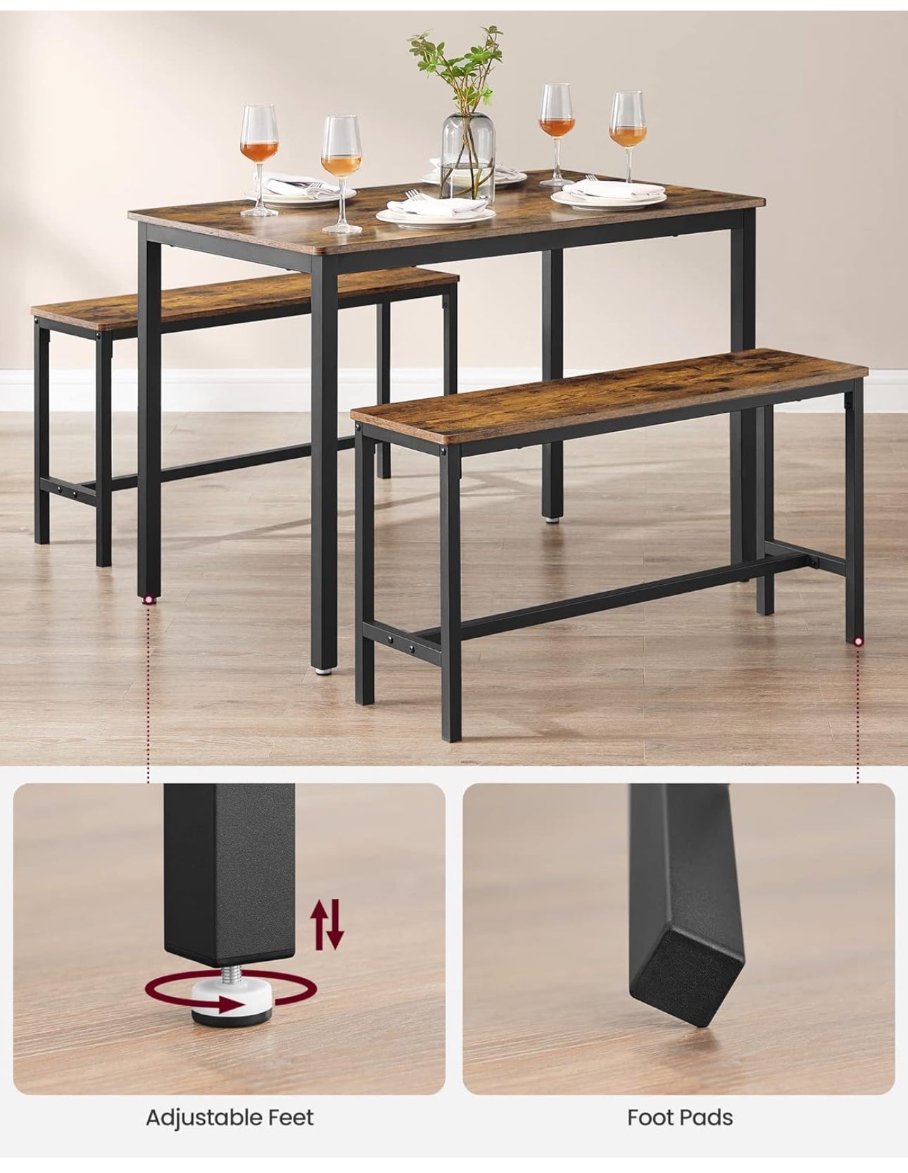 Dining Table with 2 Benches