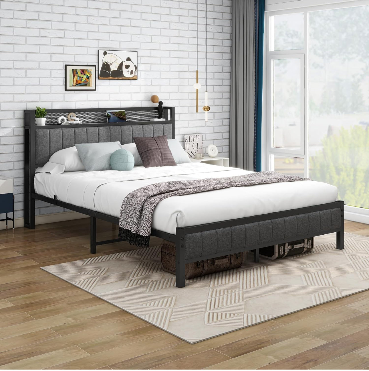 King Size Bed Frame With Storage Headboard