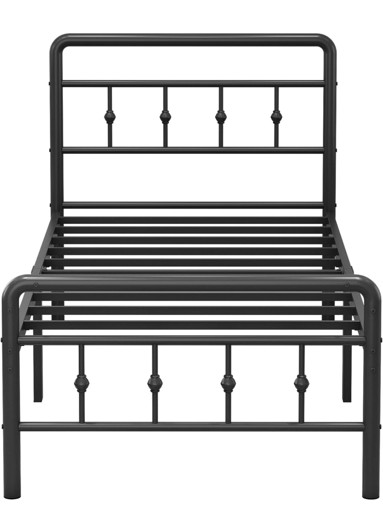 Single Bed Frame 3ft with Headboard and Footboard, Single Metal