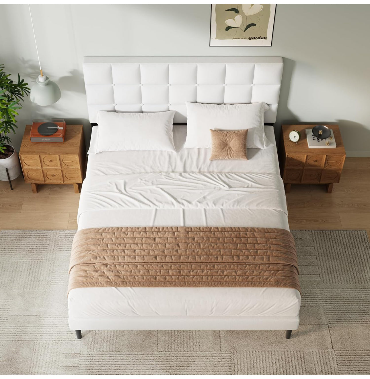 King Bed Frame, Easy Assembly, Sturdy Wooden Slat
