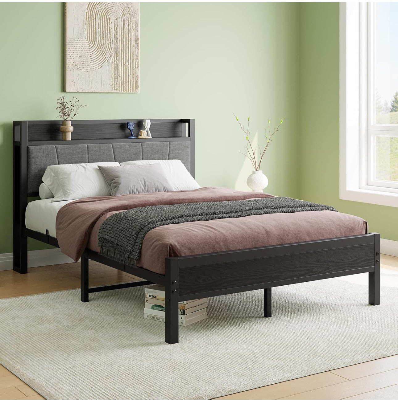 Double Bed Frames with Wooden Storage