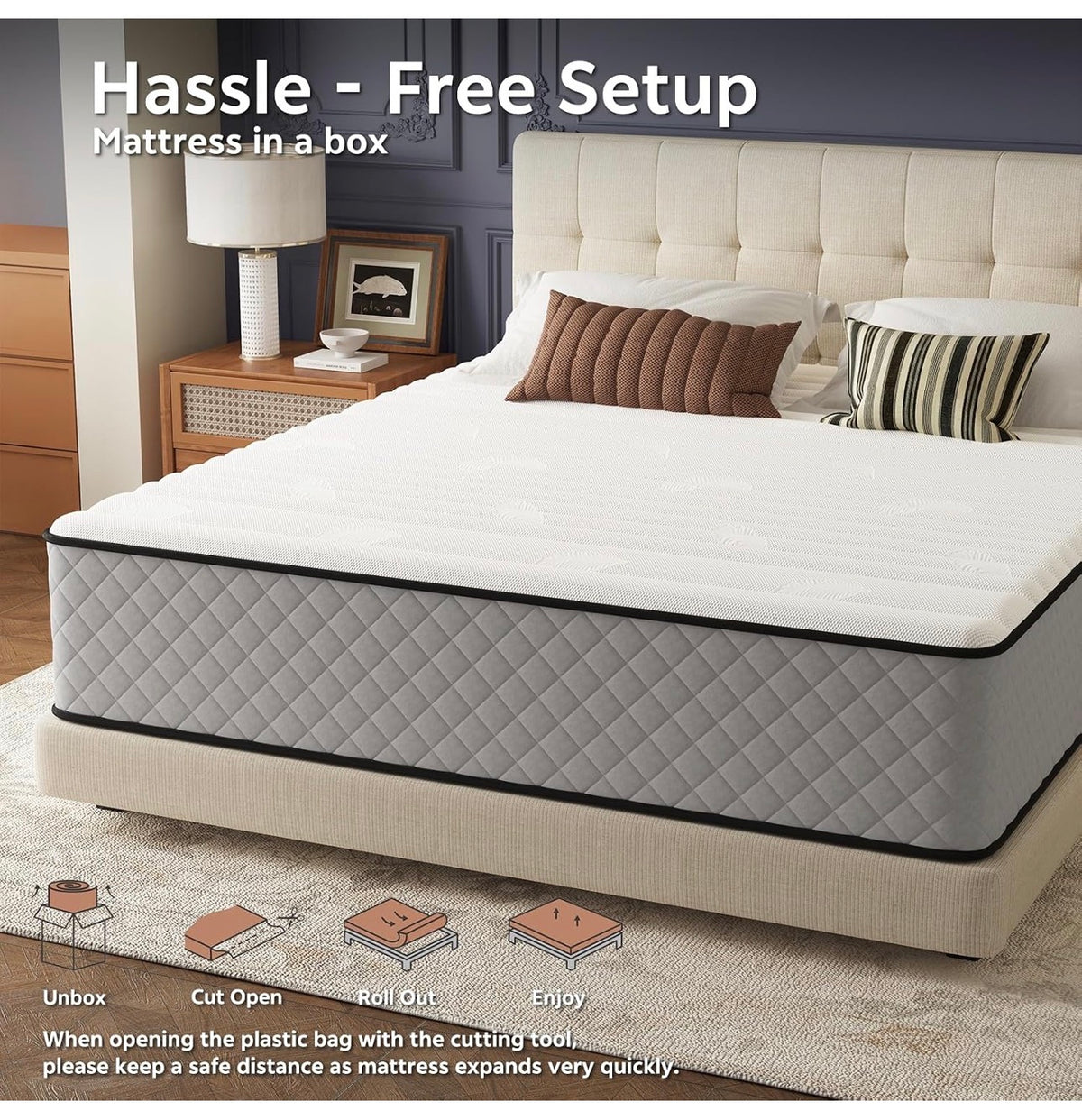 25CM Small Double Mattress – The Innerspring Hybrid Memory Foam Bed in a Box for Ultimate Support and Pressure Relief，Small Double Size Mattress(190x120x25CM)