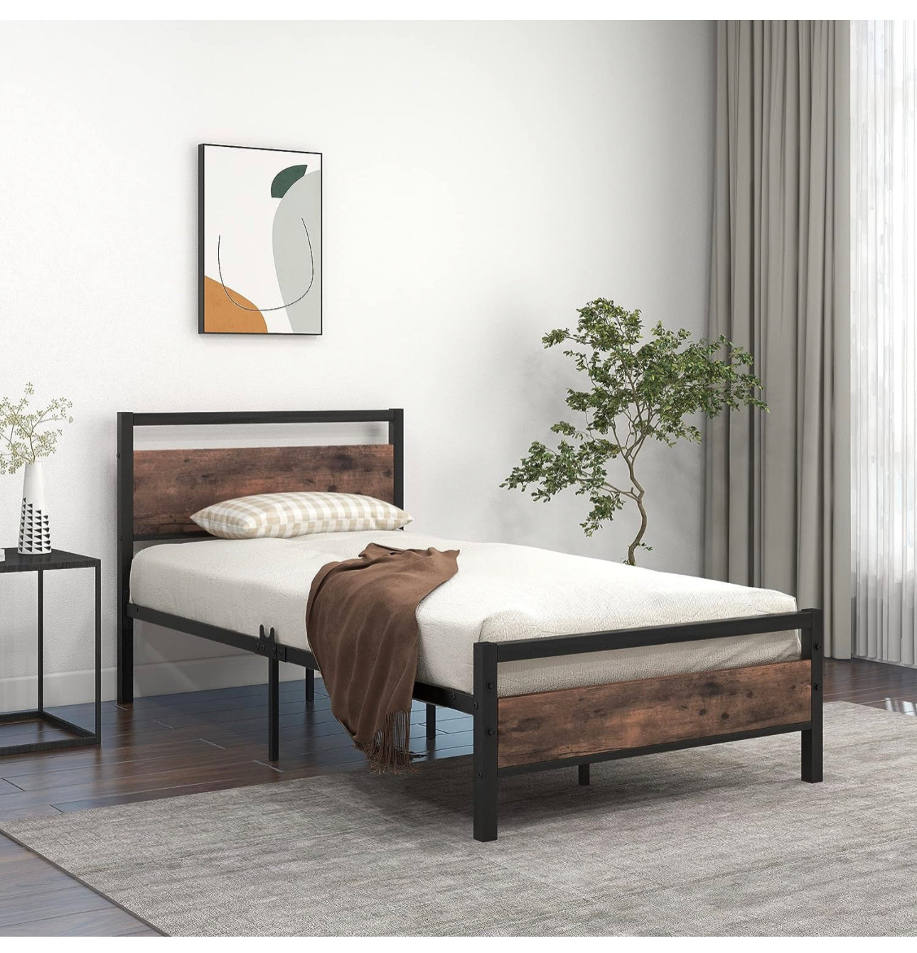 3ft Single Size Metal Platform Bed Frame