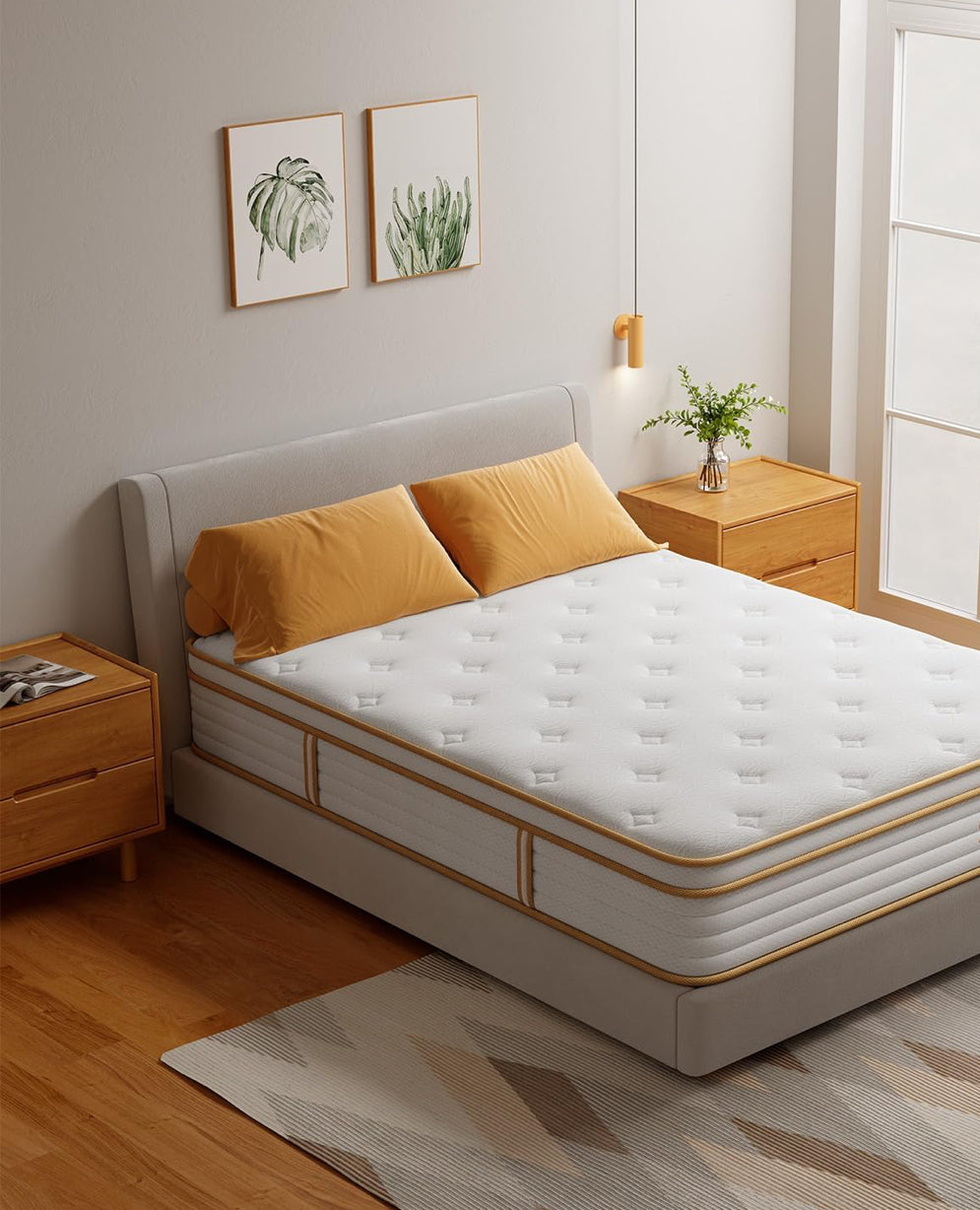 Double Mattress 10.6 Inch Memory Foam Hybrid Medium Firm, 135x190x27cm