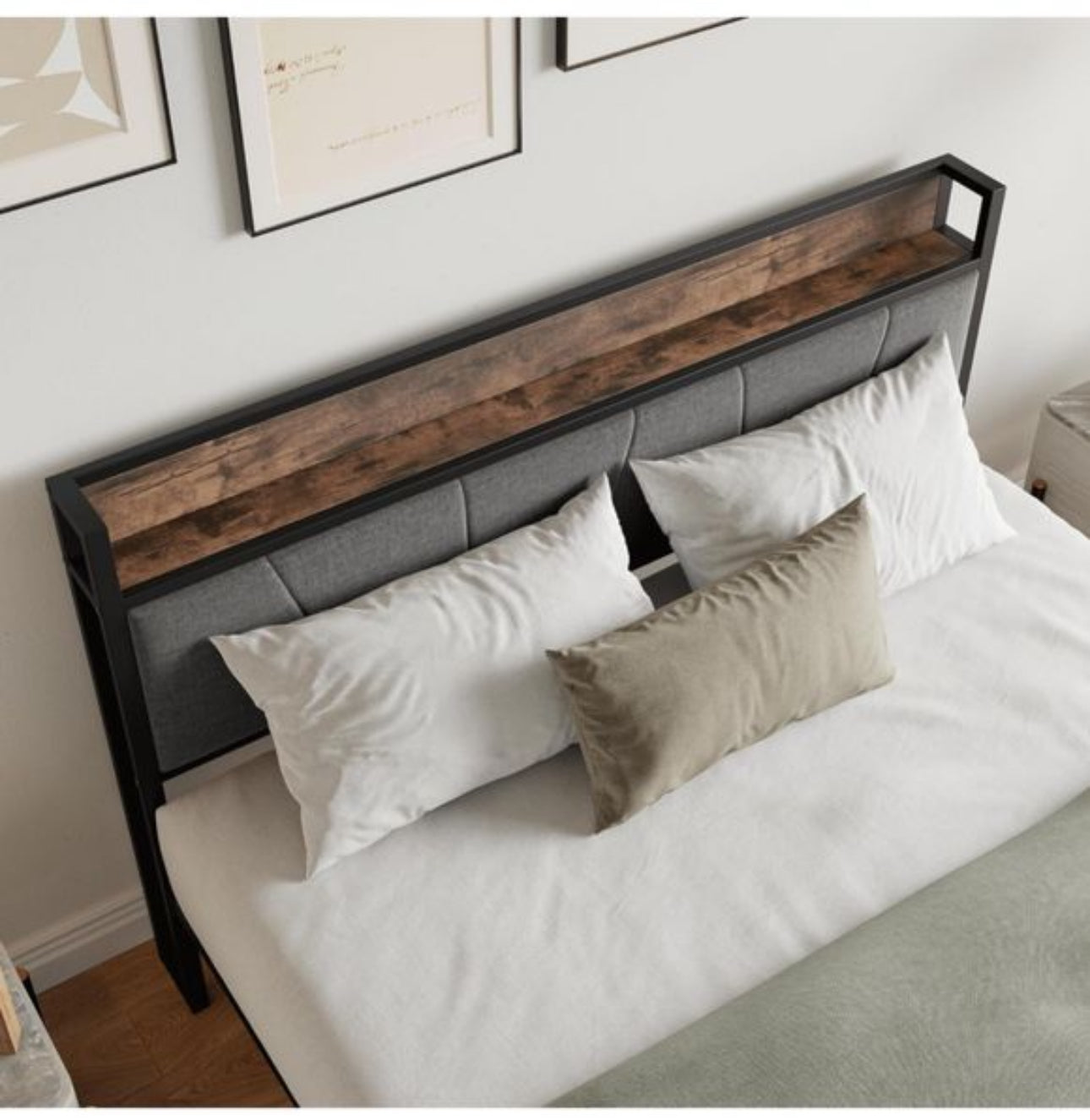 King Size Bed Frame with Wooden Storage