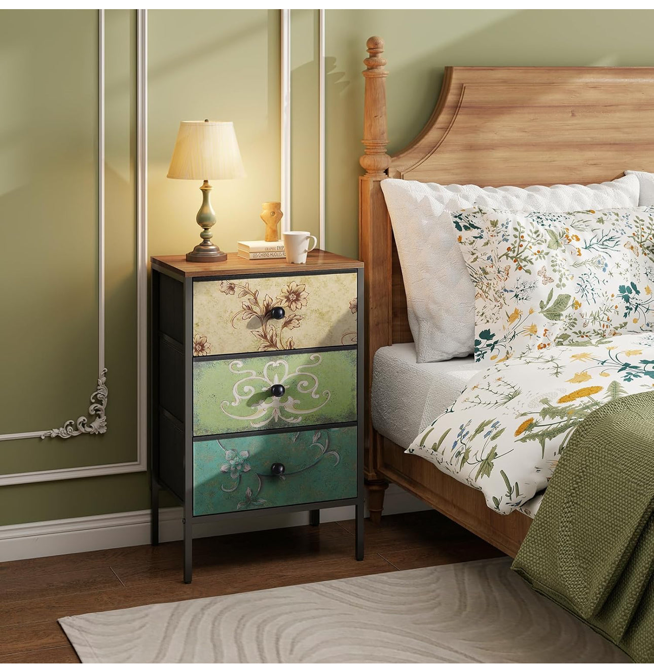 Bedside Tables Set of 2,Nightstand with 3 Drawers