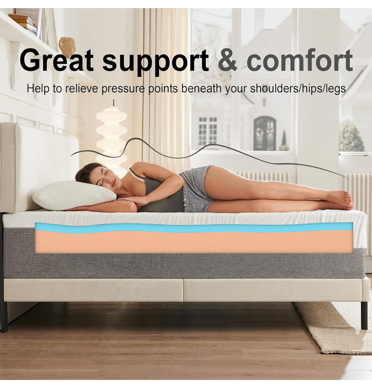 Super King Mattress, Memory Foam, Medium Firm, Breathable Knitted, Soft and Skin Friendly Cloth