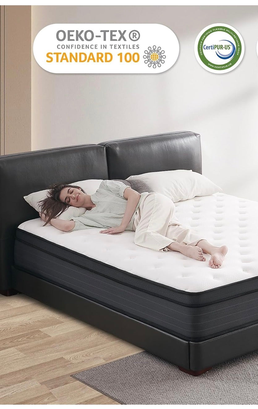 3FT Single Mattress, 10 Inch Memory Foam Hybrid Mattress with Breathable Fabric and Pocket Spring for Motion Isolation, Medium Firm, 90x190x25 cm