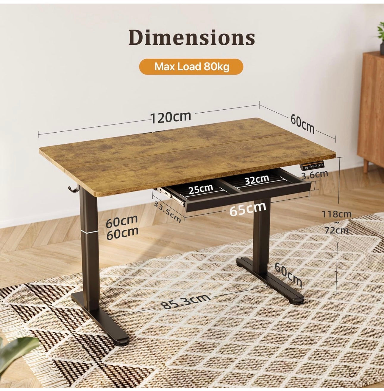 Electric Standing Desk 120x60cm