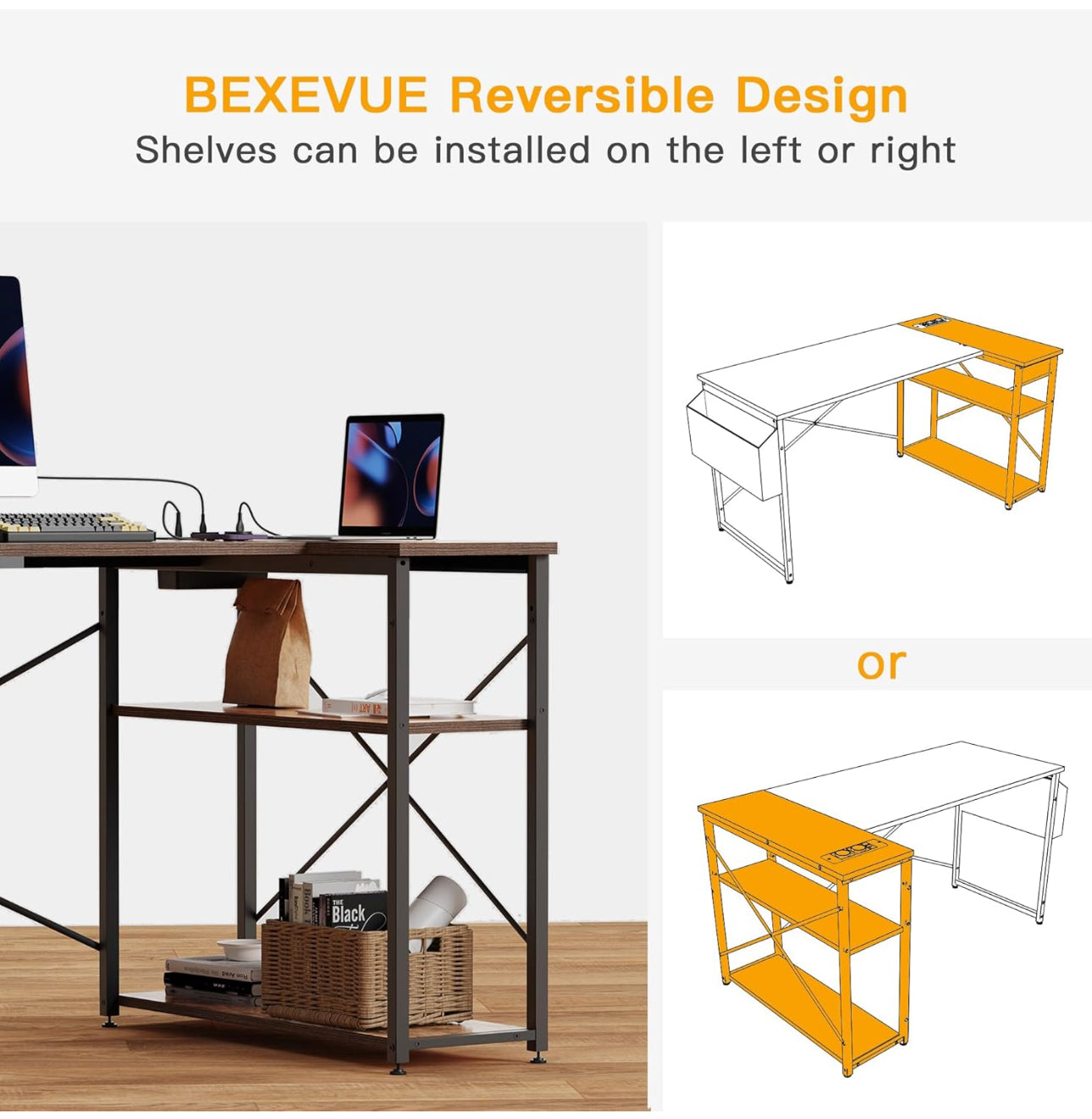 Small L Shaped Desk with Power Outlets
