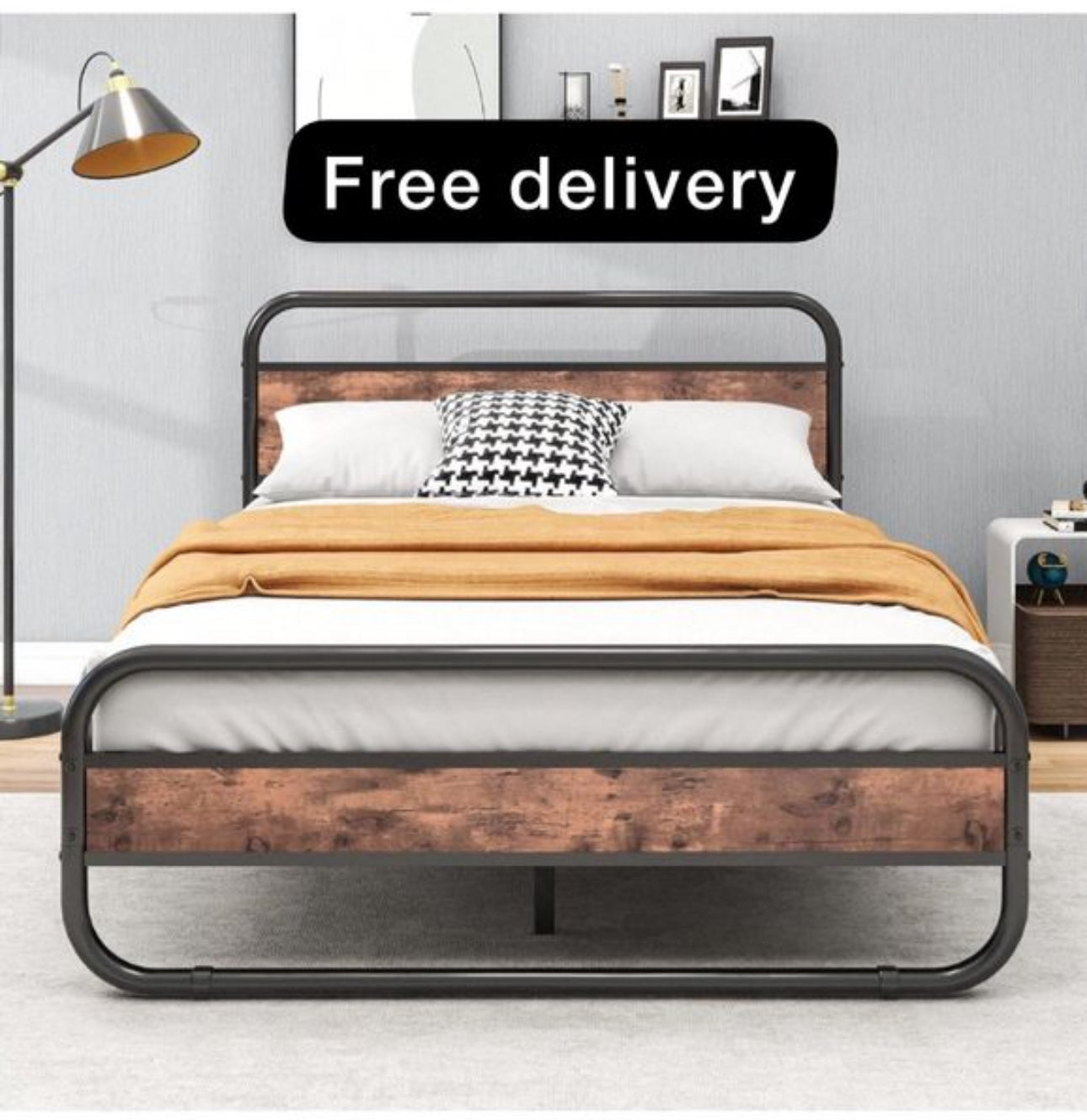 Double Bed Metal Platform Bed Frame