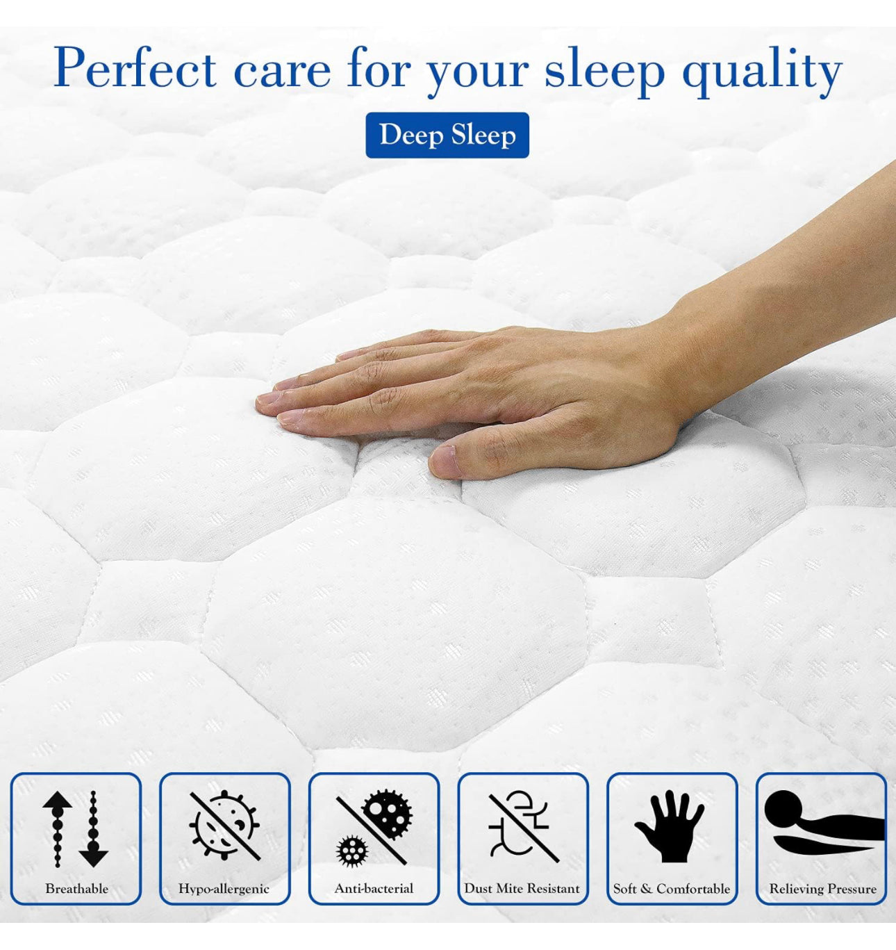 Single Mattress, 8 Inch 3FT 20.5cm Pocket Sprung Memory Foam Mattress with Breathable Fabric