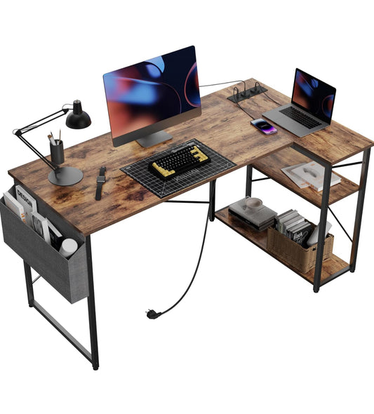 Small L Shaped Desk with Power Outlets
