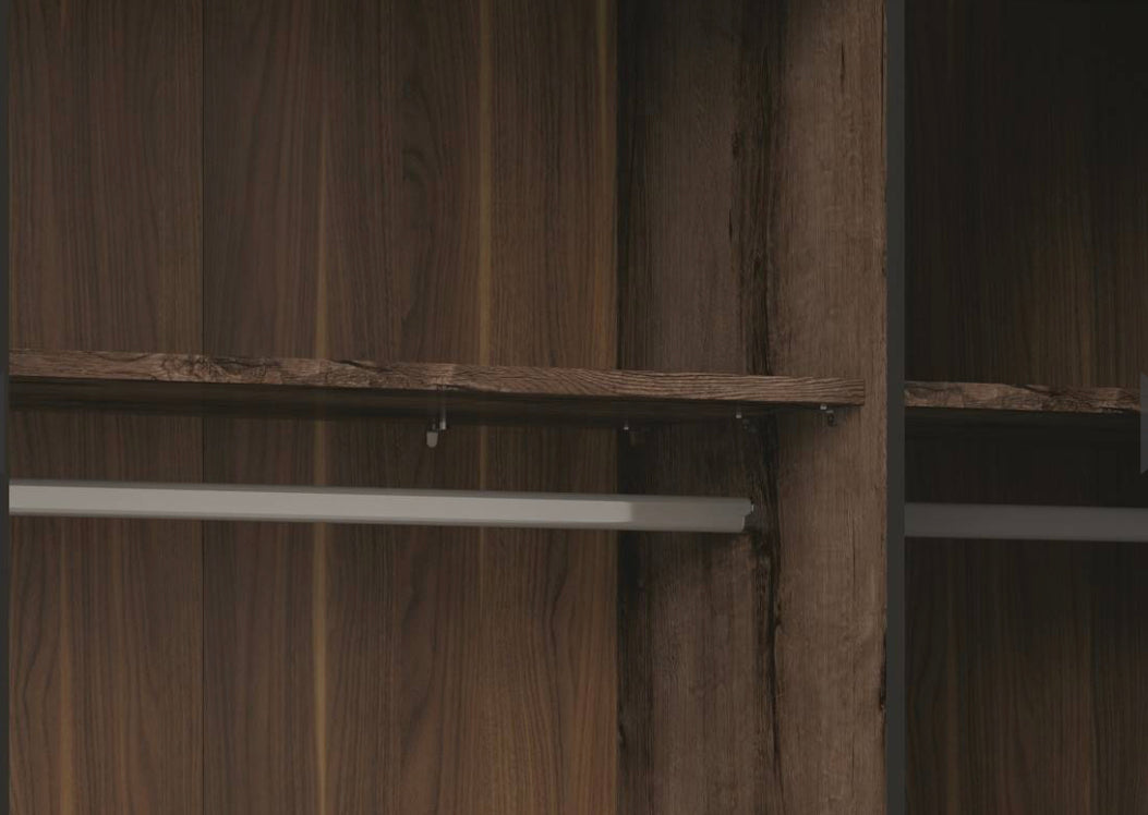 Elegant Large Sliding Door Wardrobe Hanging Rail Bedroom Storage Unit Oak/Black