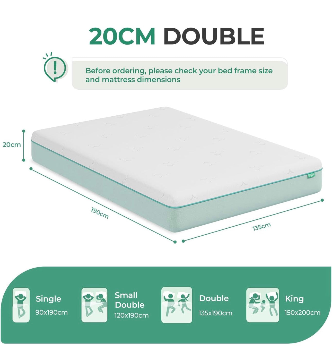 Double Mattresses with Gel & Bamboo Charcoal Foam, Double