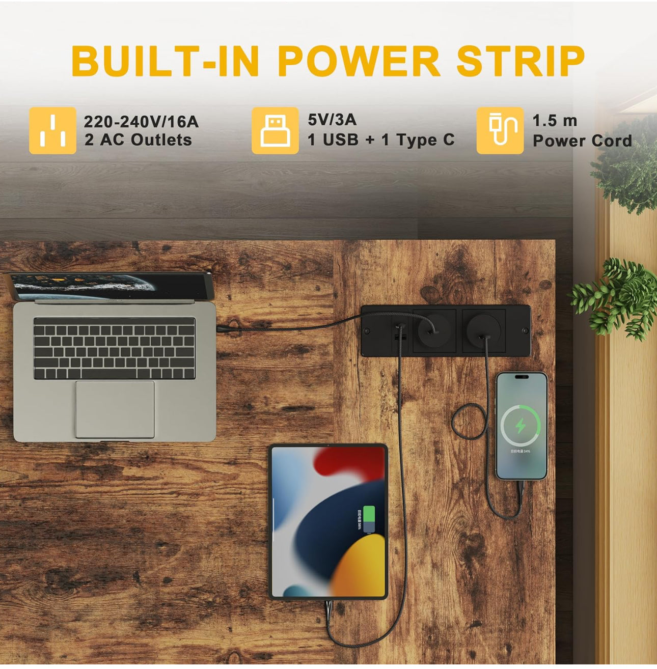 Small L Shaped Desk with Power Outlets