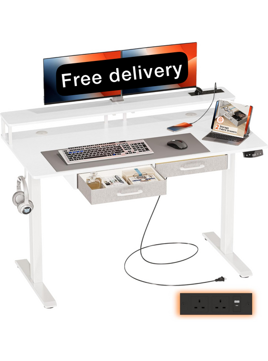 Height-Adjustable Desk with Monitor Stand