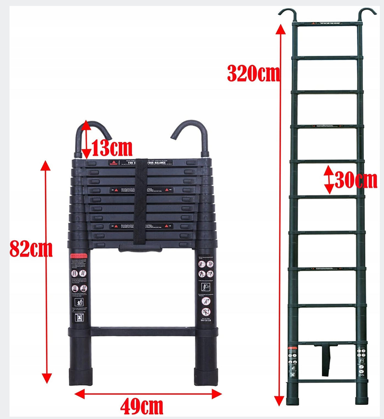 Ladder  3,2 m aluminum up to 150 kg