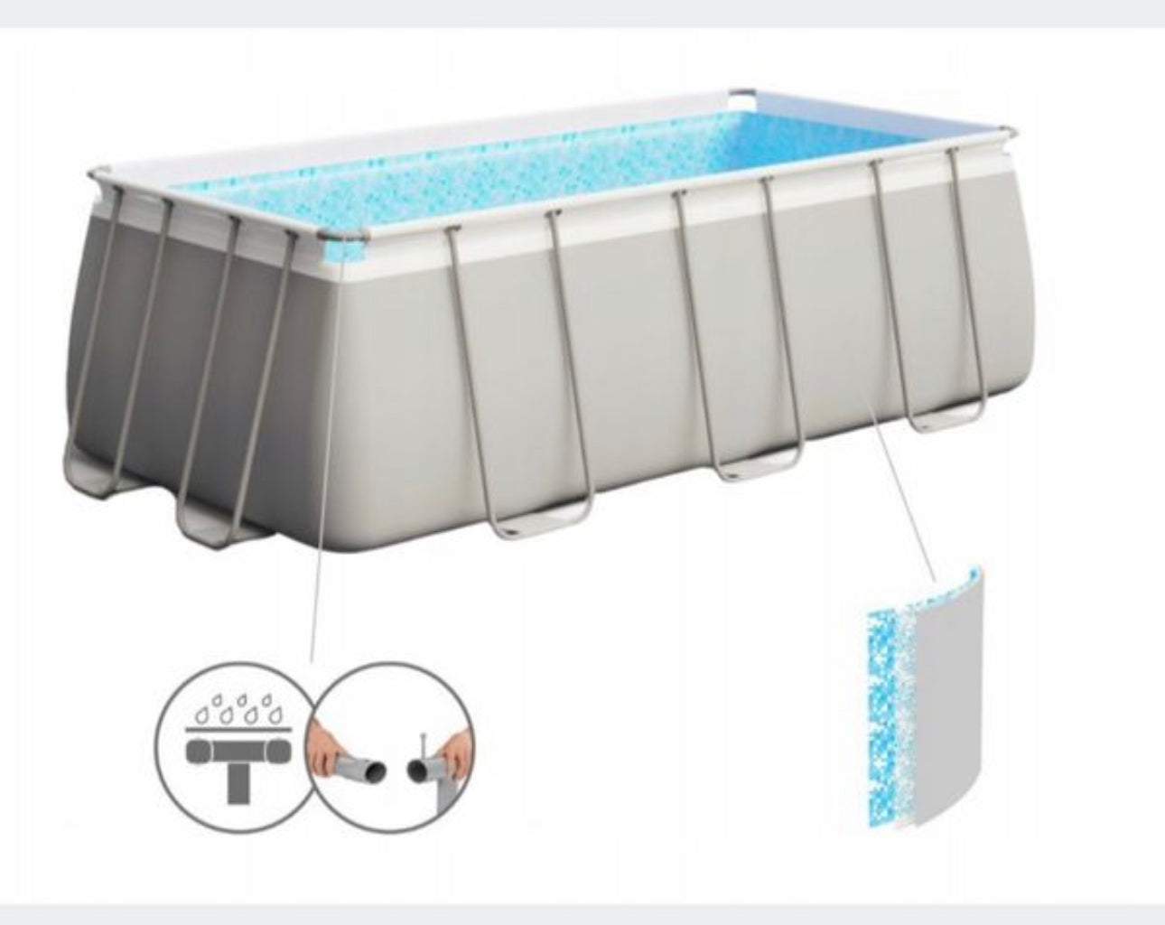 19-in-1 set Rectangular pool 412 x 201 cm