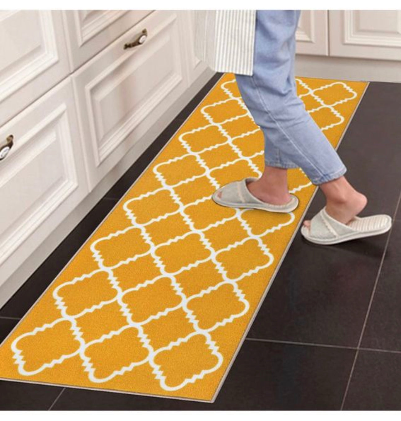 Runner Rug for Hallways Non Slip 65x180cm yelow/grey