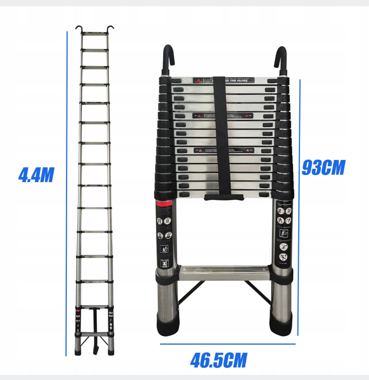 Folding Telescopic Ladder 4.4M 150kg with Hakiems