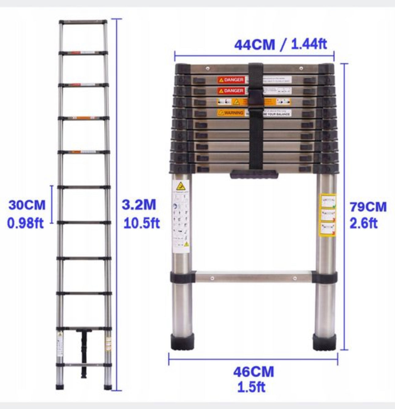 3,2 M Foldable Telescopic Ladder