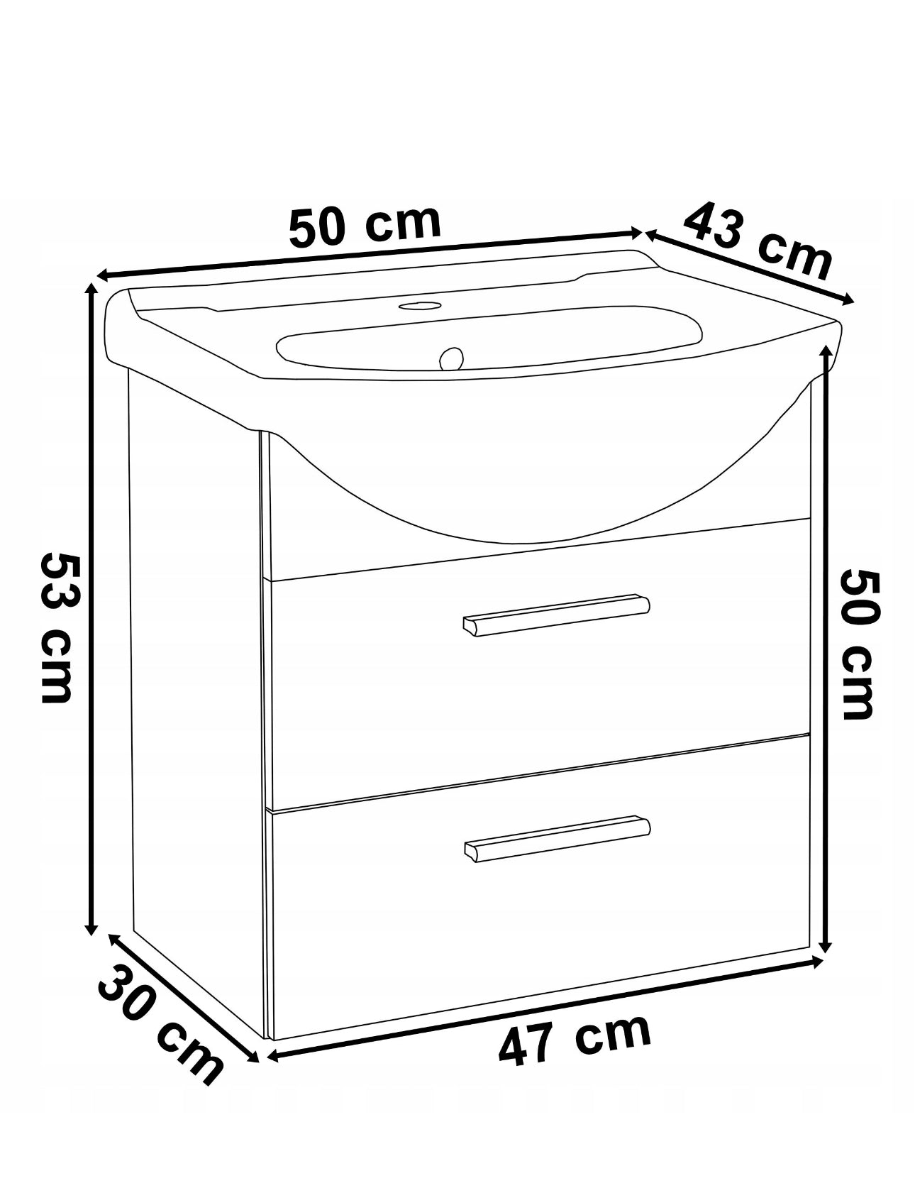 bathroom cabinet with a washbasin 50x43x53 cm white