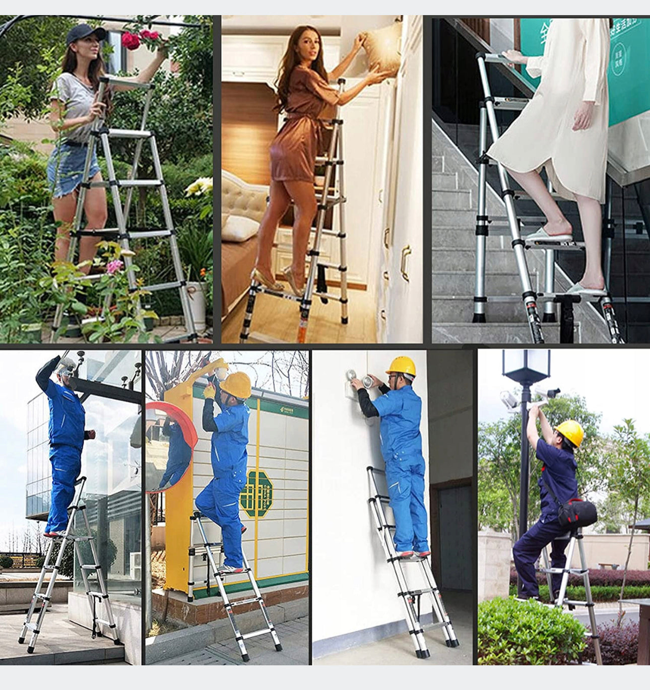 6 + 7 Steps Two-sided telescopic ladder, 150kg