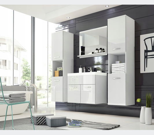 All in one set washbasin+bathroom furniture+mirror