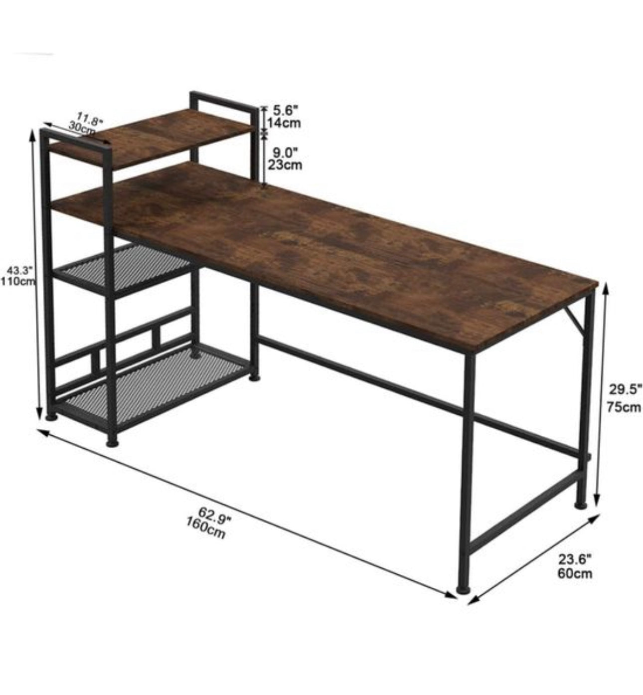 Computer Desk with Bookshelf