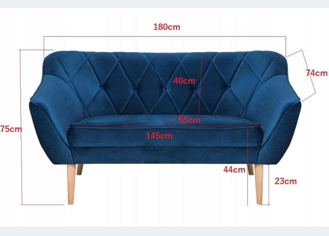 Couch/ sofa 180 x 74 cm Fabric colors