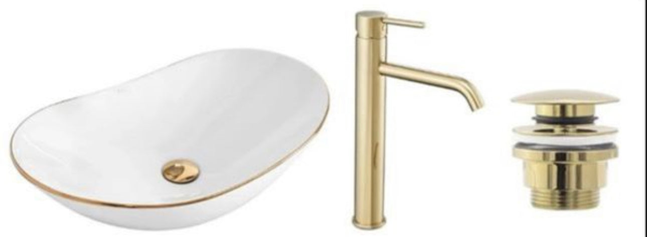 All in one set washbasin+tap+plug