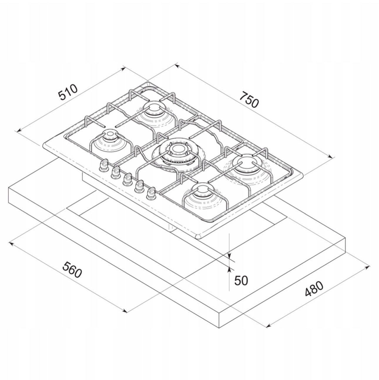 Silver gas hob